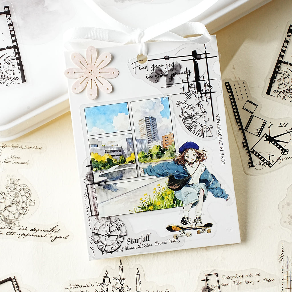 30 Pcs Watercolor Corner PET Stickers