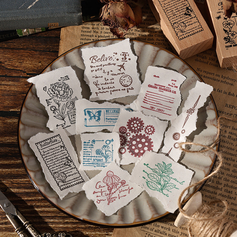 8 Pcs Vintage Wooden Stamp Kit MGYJ