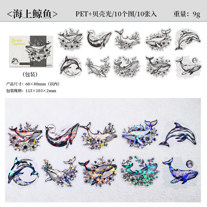 10 Pcs Flowers and Animal PET Stickers NGHY