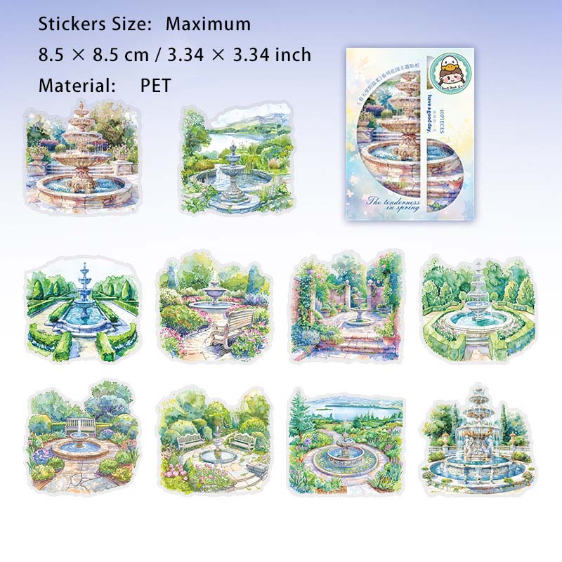 10 Pcs Garden Theme PET Stickers CTLWR