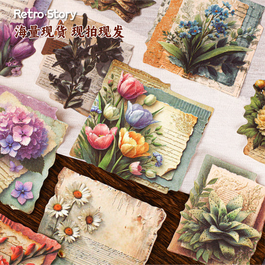 20 Pcs Vintage Flower Journal Paper BQDX