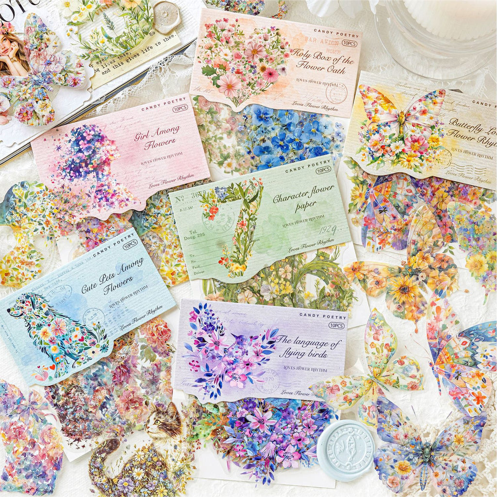 10 Pcs Floral World PET Stickers HHSJ