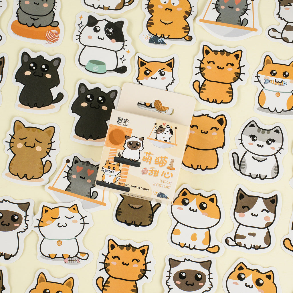 46 Pcs Cute Cat Stickers MMTX