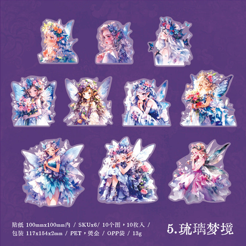 10 Pcs Fairy PET Stickers XYZML