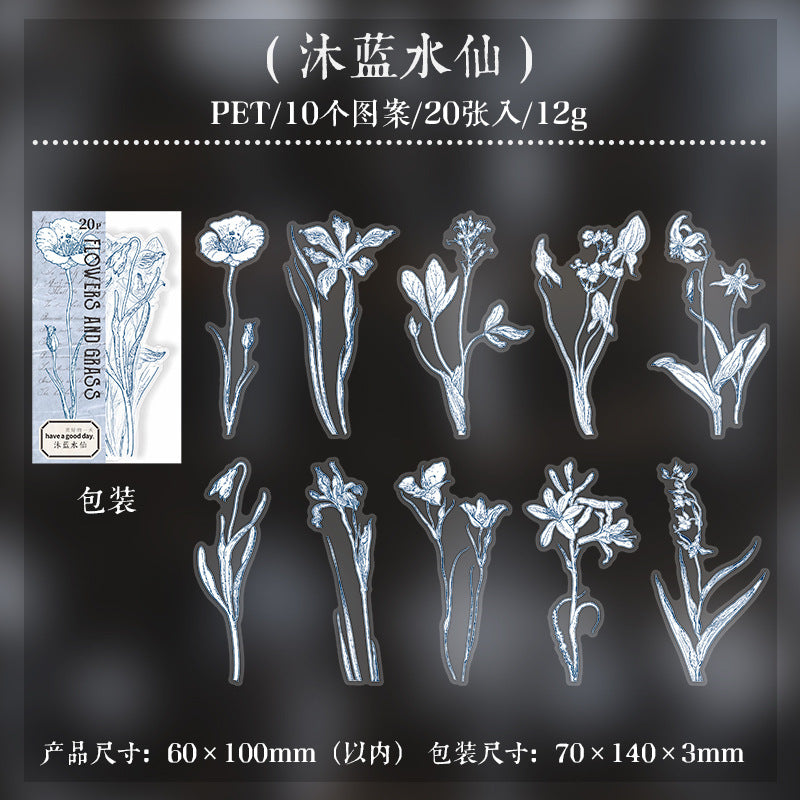 20 Pcs Plant PET Stickers HJCT