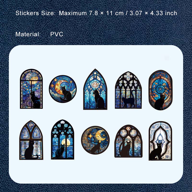 10 Pcs Vintage Windows Cat PVC Stickers AYMY