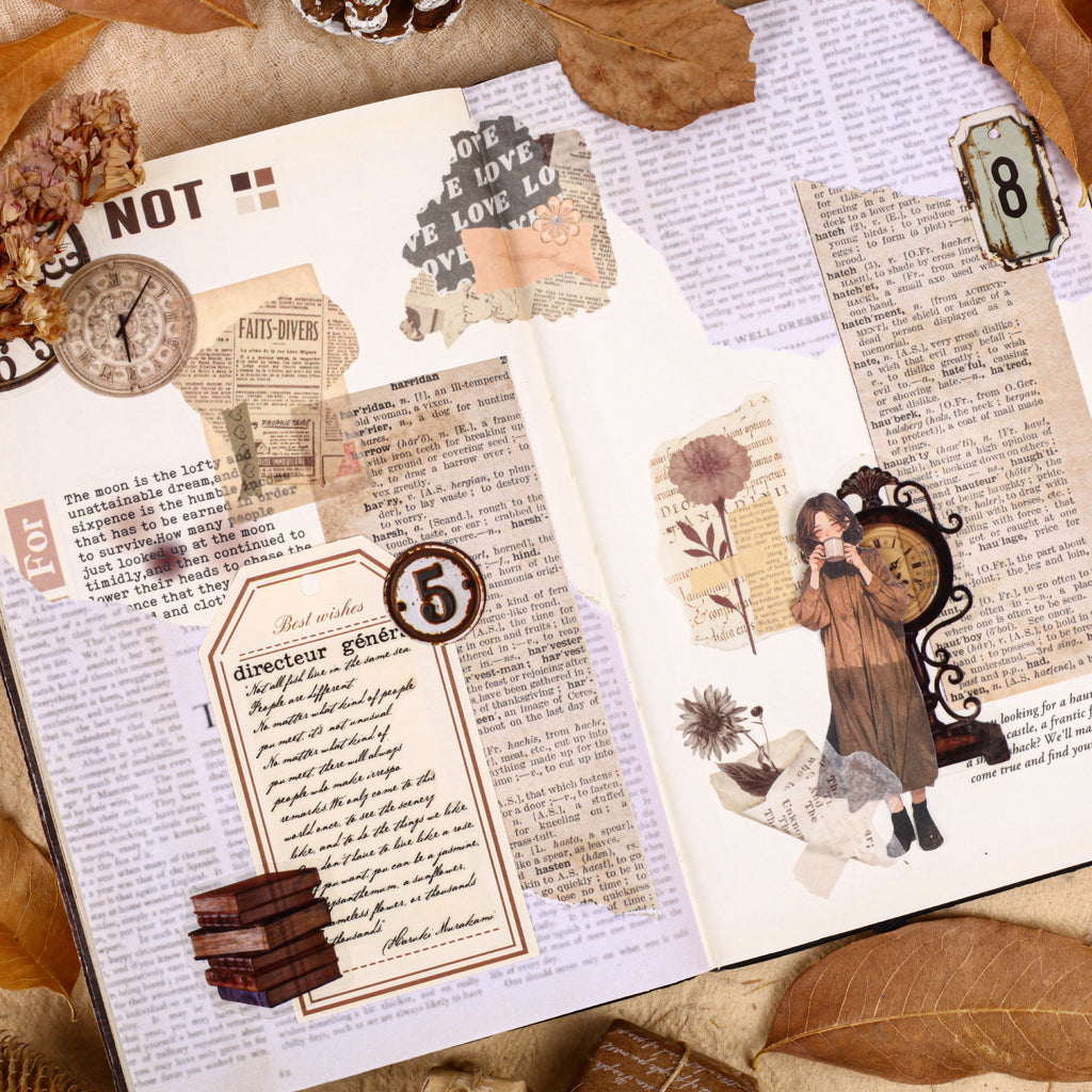 20 Pcs Vintage Newspaper Themed Washi Stickers JBXL