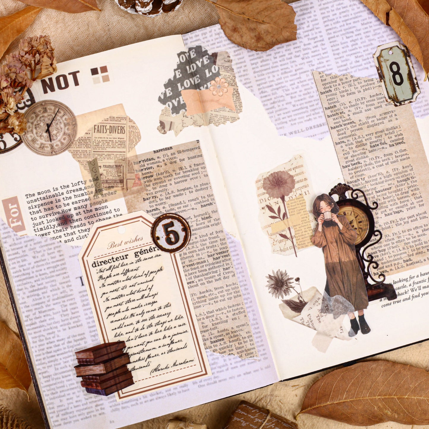 20 Pcs Vintage Newspaper Themed Washi Stickers JBXL