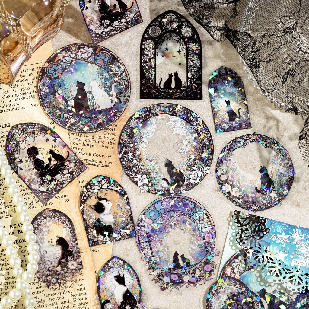 20 Pcs Lace Themed PET Stickers LSQM