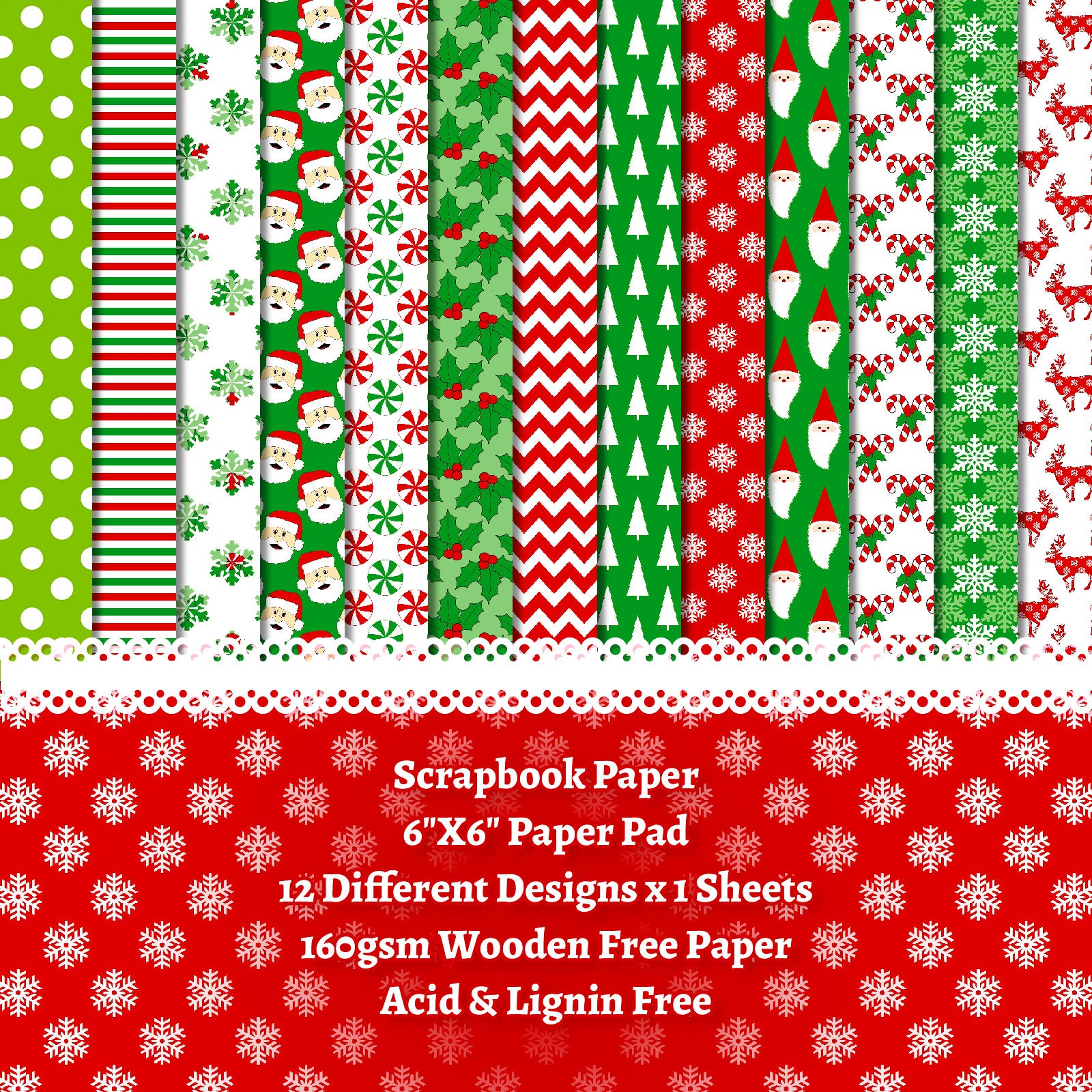 6 inch Christmas Scrapbook Paper Pad PA256
