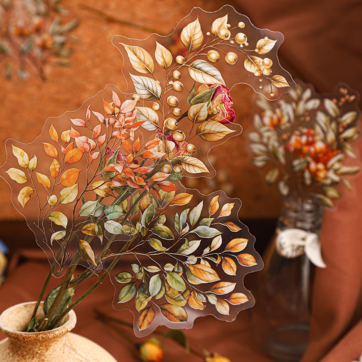 20 Pcs Flower Branches PET Stickers HPHY