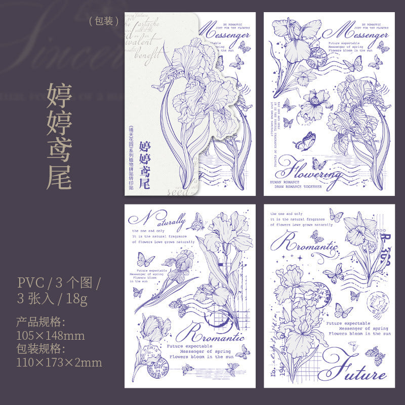 3 Pcs Flower Transfer Stickers QTHY