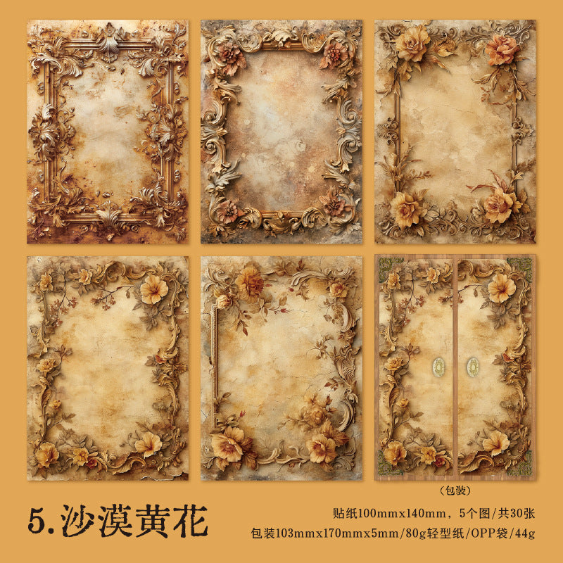 30 Pcs Vintage Floral Background Paper FFHY