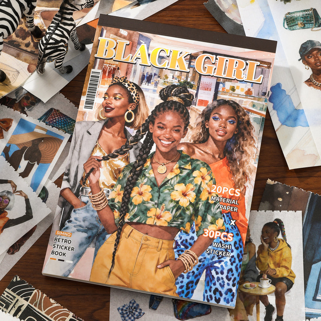 A5 Mixed Material Sticker Book - Black Girl