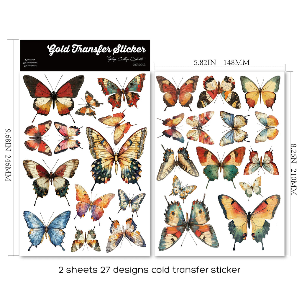 2 Sheets Waterproof Rub on Stickers - Butterfly