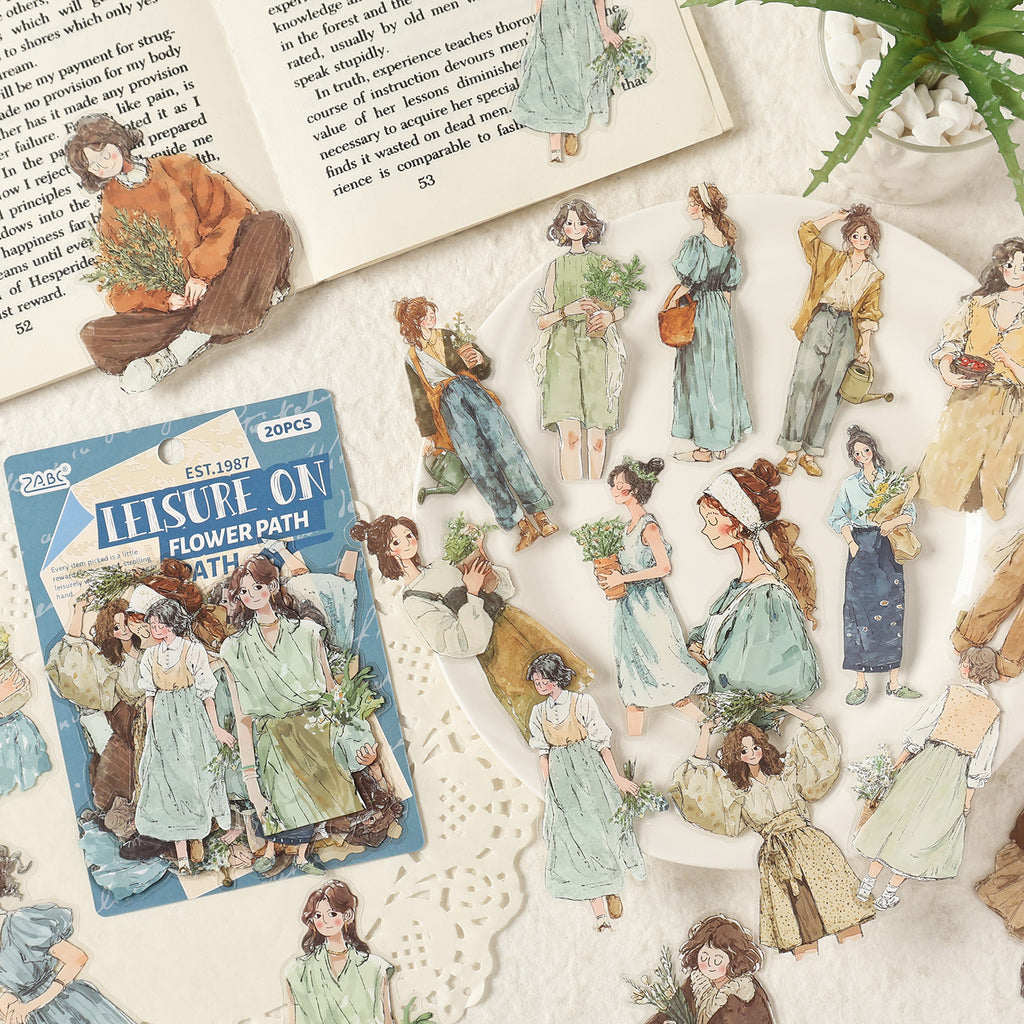 20 Pcs Cozy Girl Life PET Stickers SSSH