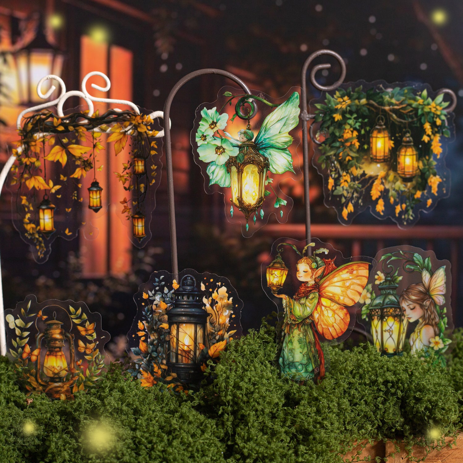 15 Pcs Garden Lamp PET Stickers YHZD