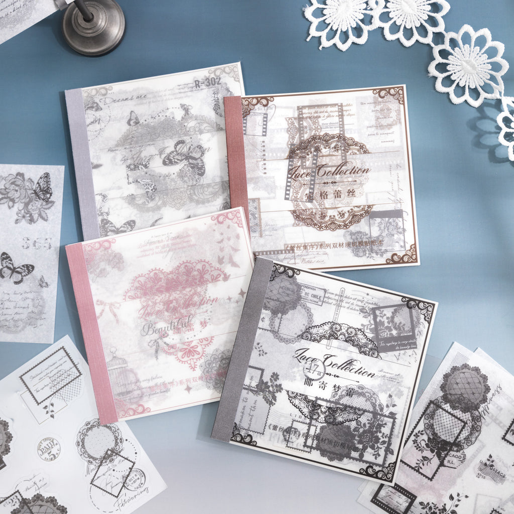 30 Pcs Lace PET Stickers Book LSXJ