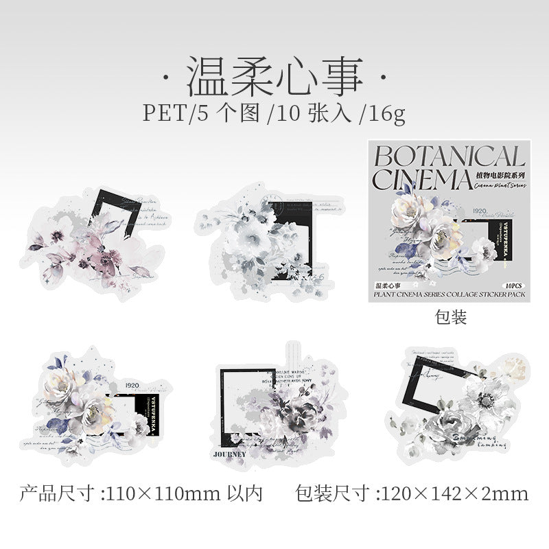 10 Pcs Flower Film PET Stickers ZWDYY
