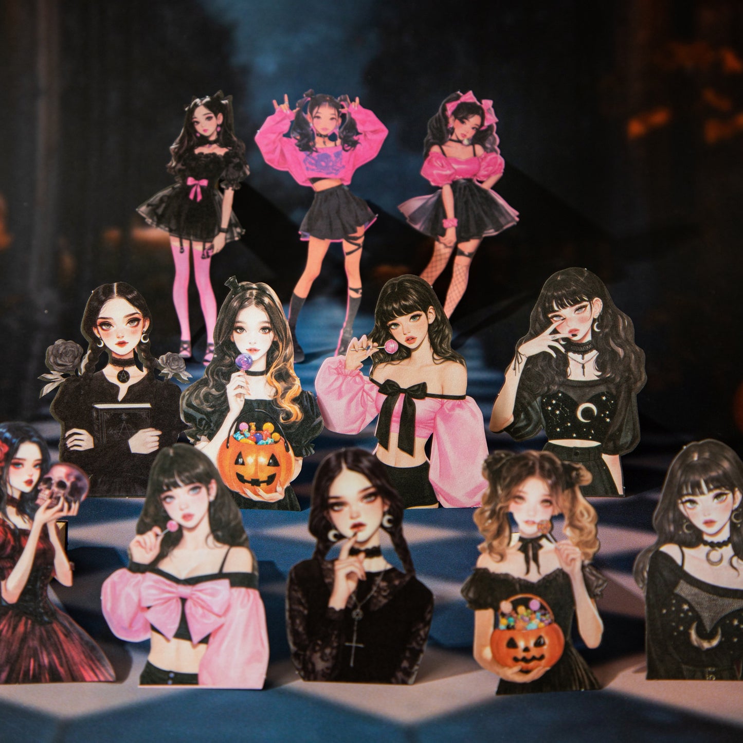 15 Pcs Halloween Party Girl Stickers LNPD