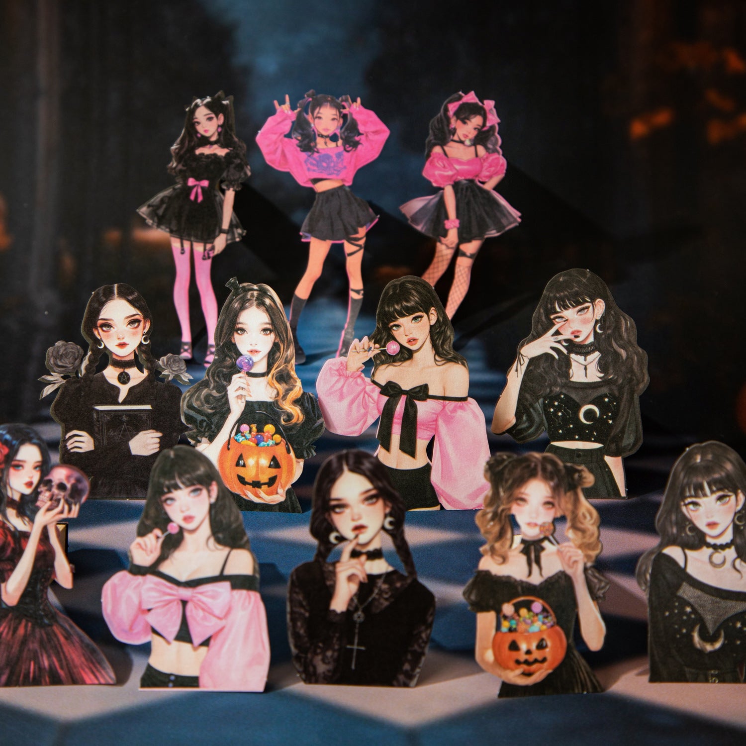 15 Pcs Halloween Party Girl Stickers LNPD
