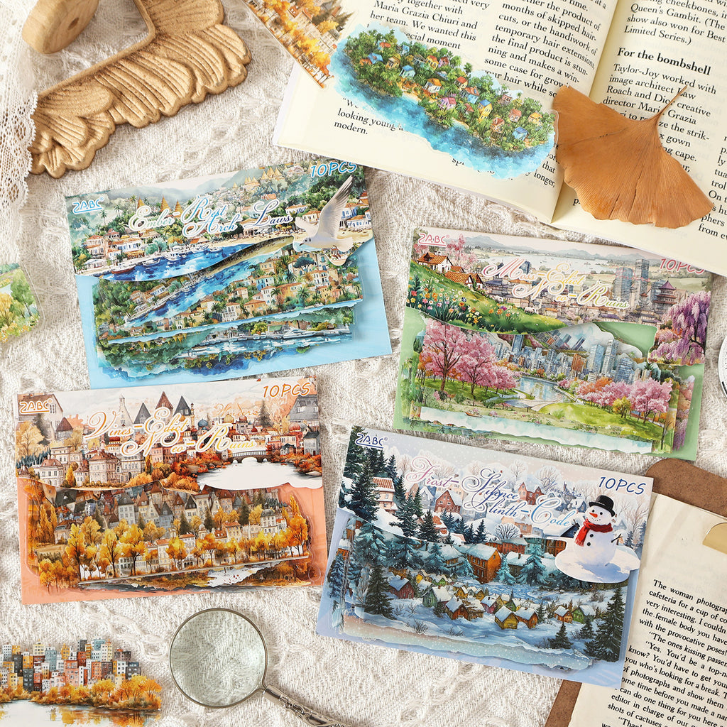 10 Pcs Seasonal Landscape PET Stickers JXJY
