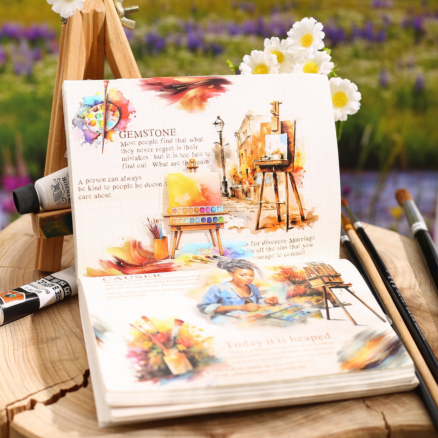 15 Pcs Painting Theme PET Stickers HYDFJ