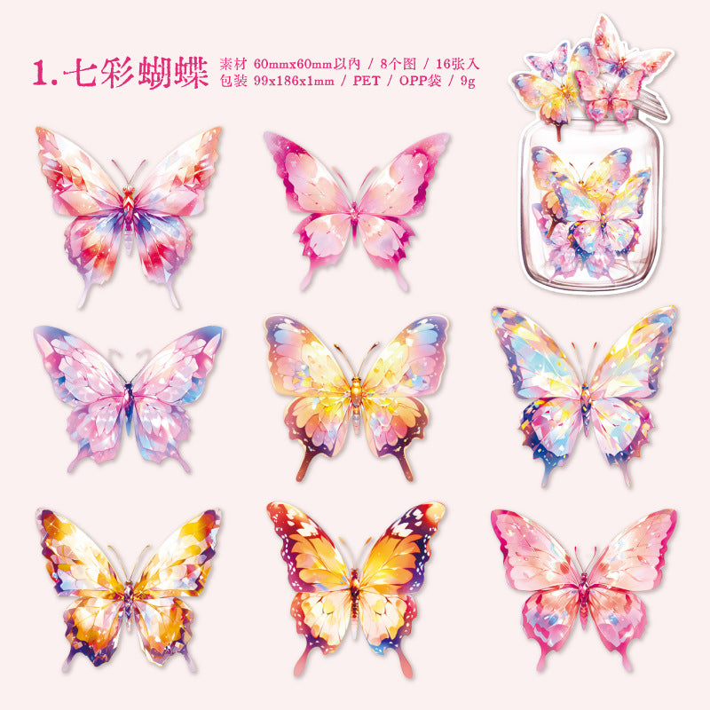 16 Pcs PET Butterfly Stickers XYHD
