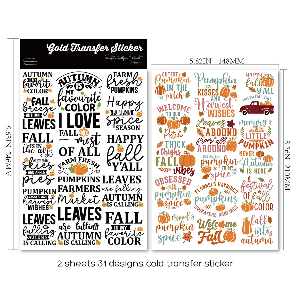 2 Sheets Waterproof Rub on Stickers - Autumn Quotes TZ28