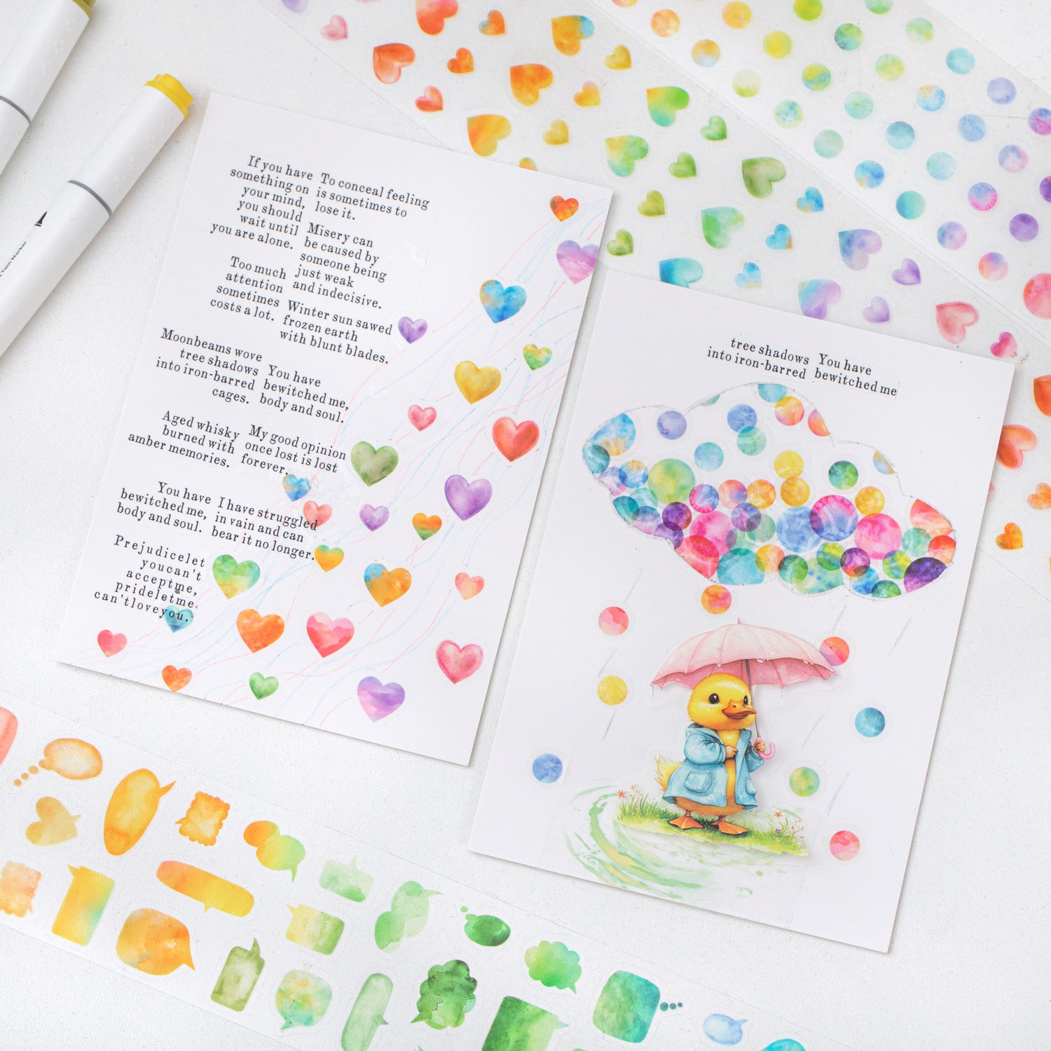 1 Roll Watercolor Dot Heart Star Planner Stickers Tape HCXZ