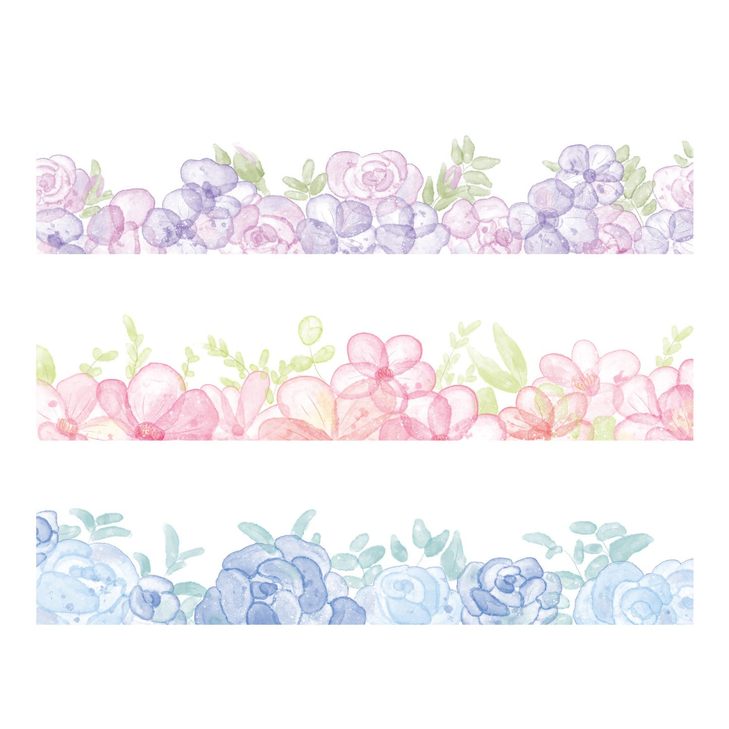 1 Roll Watercolor Flower PET Stickers BLHH