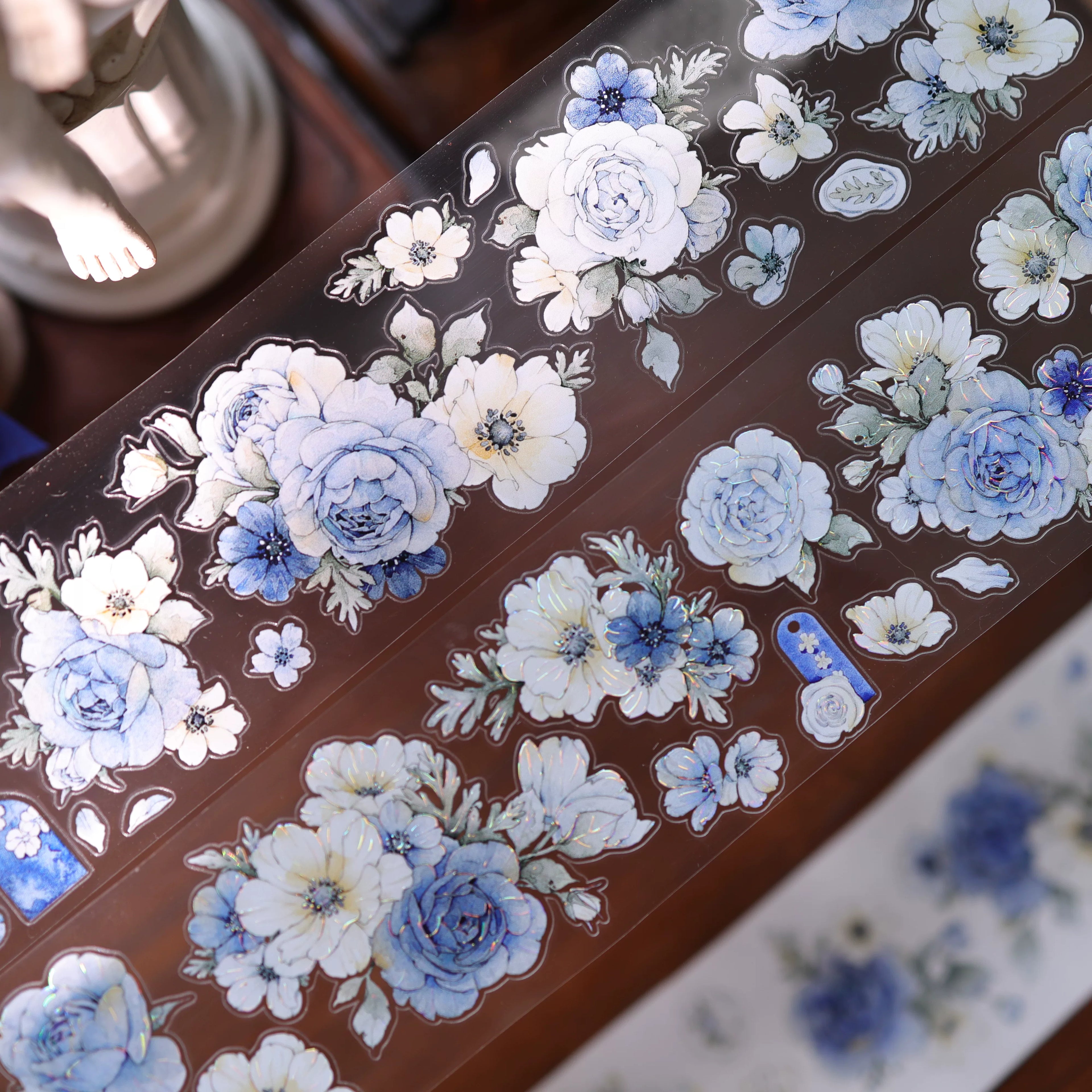 Floral Decorative Tape Rolls- Cyan Flora