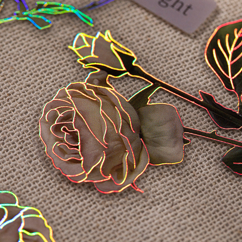 30 Pcs Rose and Word PET Stickers GJMG