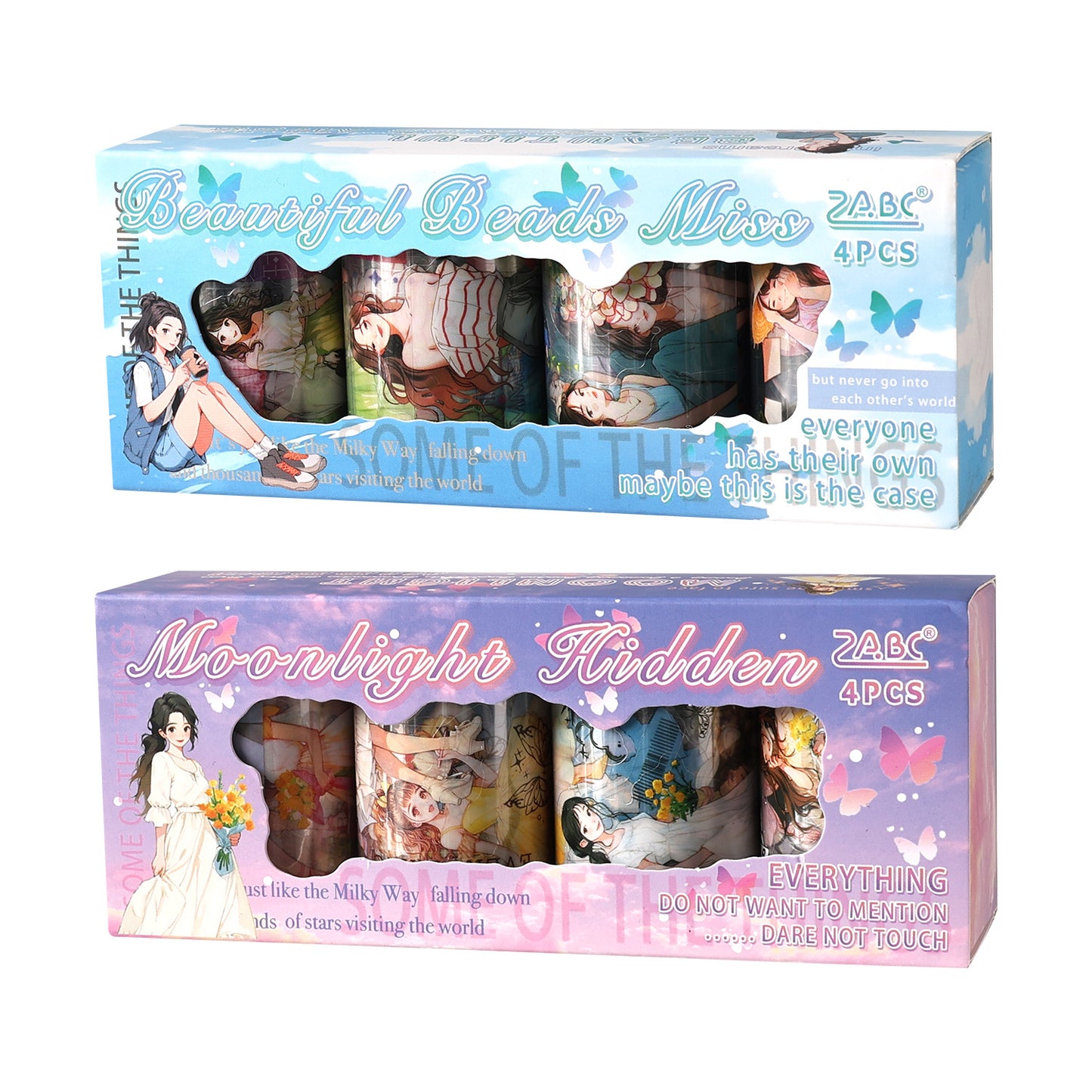 4 Rolls Cute Girl PET Tapes Set ZNLT