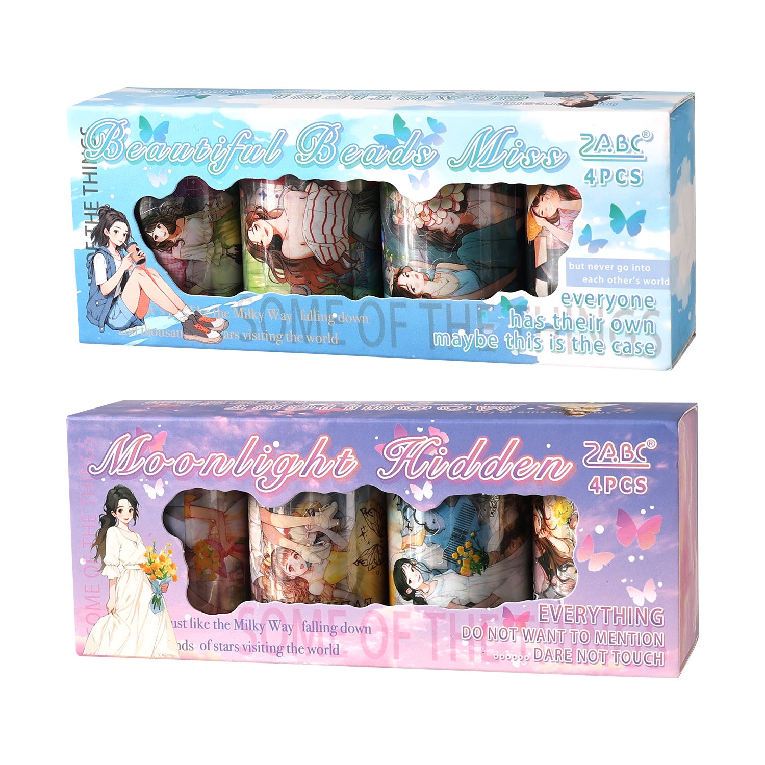 4 Rolls Cute Girl PET Tapes Set ZNLT