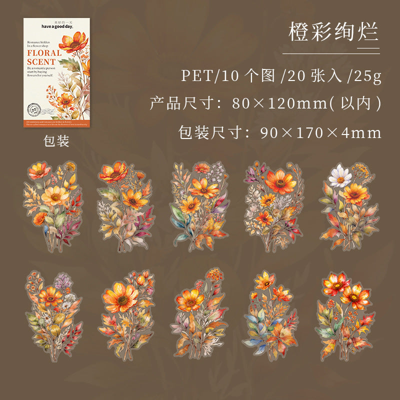 20 Pcs PET Flower Stickers HXMY