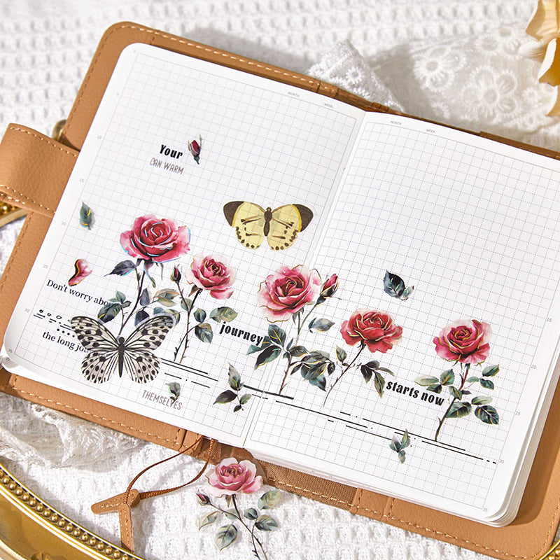 20 Pcs Rose PET Stickers MGZP