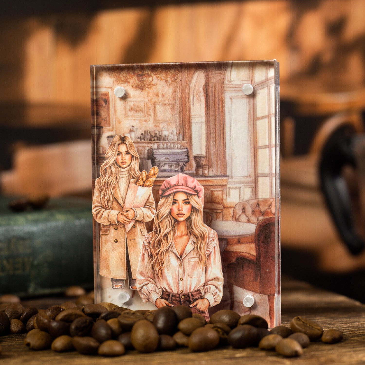 20 Sheets Coffee Themed Paper and Stickers Book KFGGU