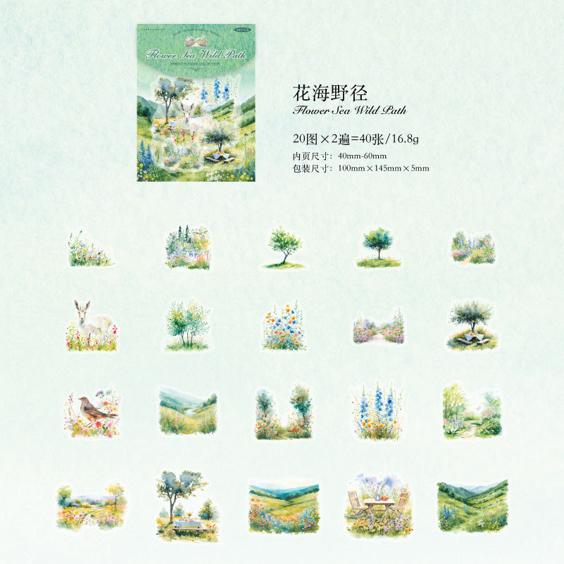 40 Pcs Garden Themed PET Stickers CRHJ