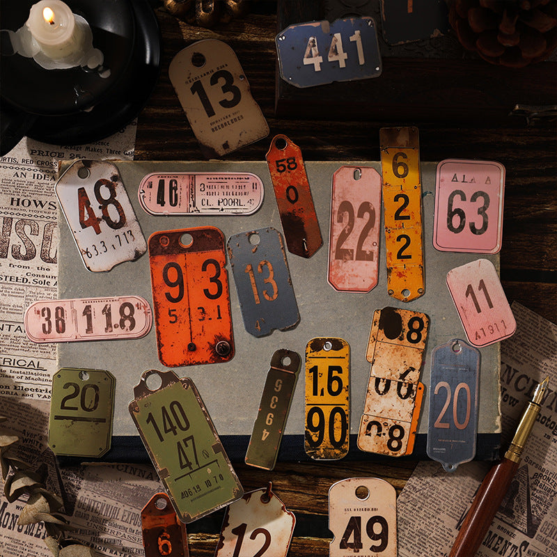 25 Pcs Vintage Number Label Cardstock Paper SZJG