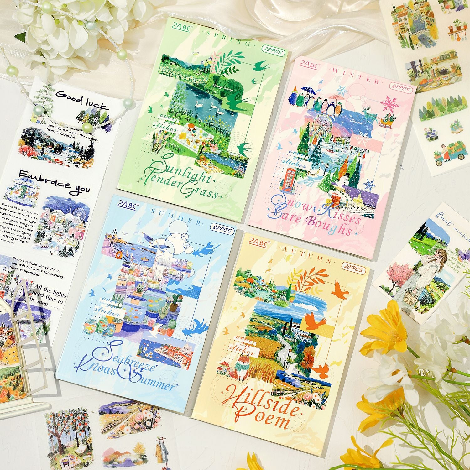 20 Sheets Seasonal Landscape Stickers Book FGSJ