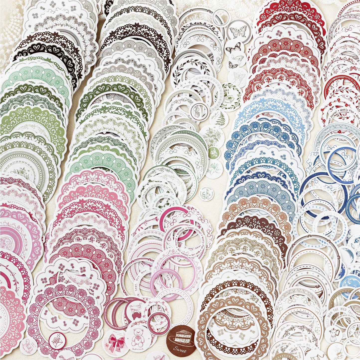 20 Pcs Lace Round Frame Stickers LSMJ