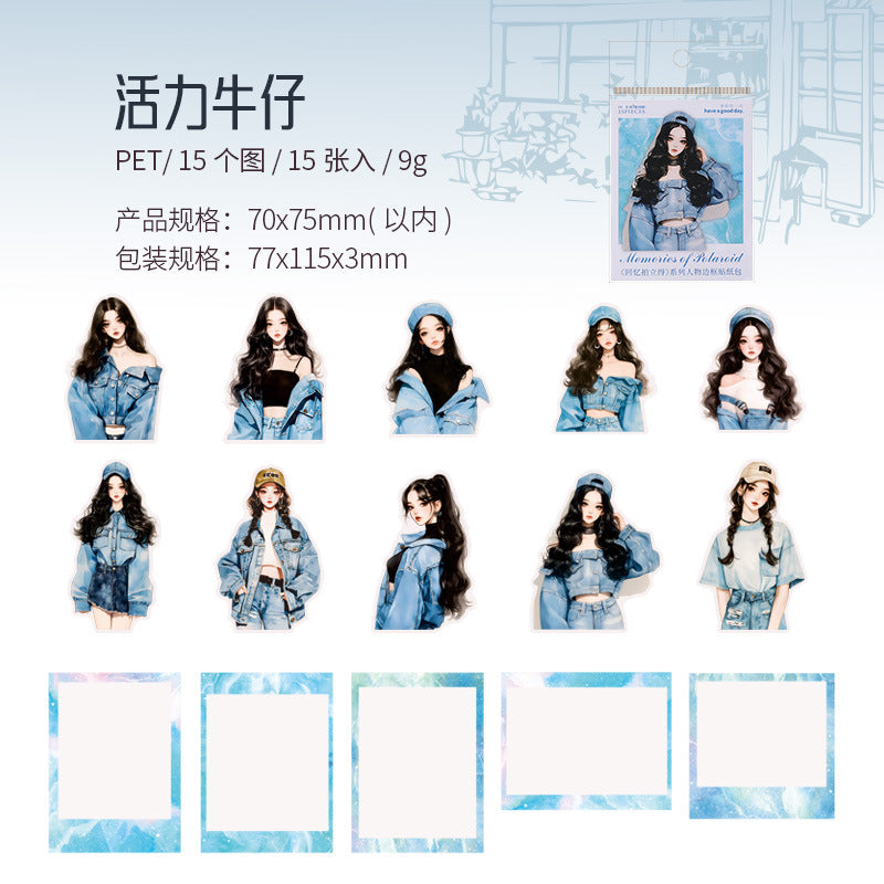 15 Pcs Photo Girl PET Stickers HYPLD