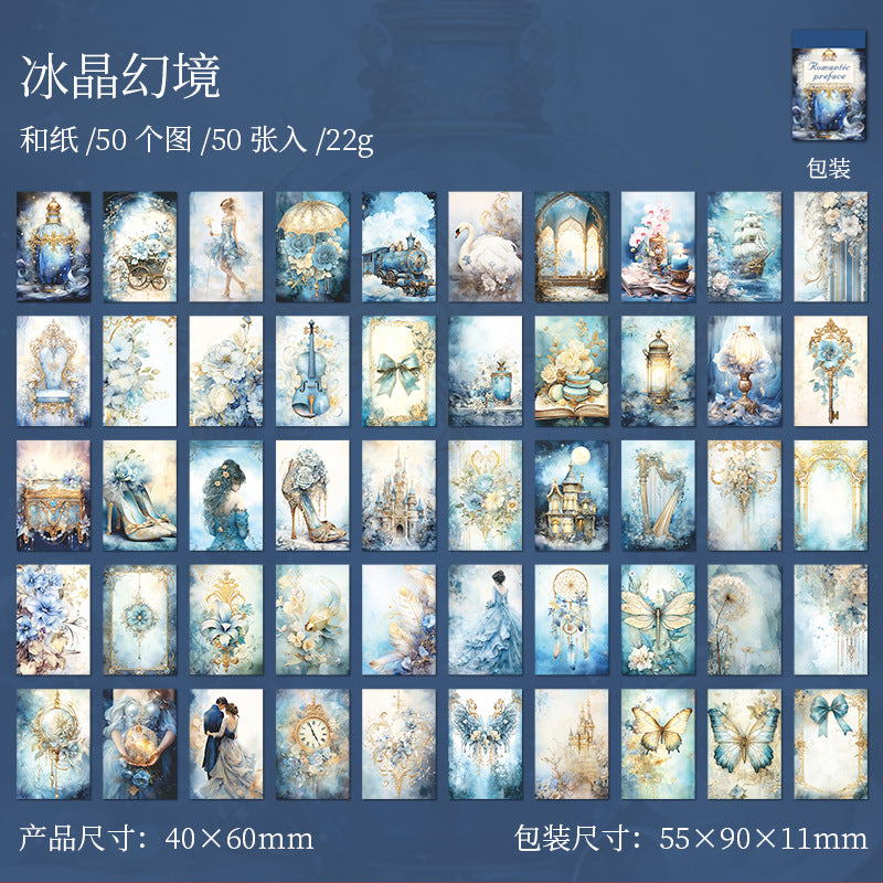 50 Pcs Vintage Washi Stickers Book LMXZ