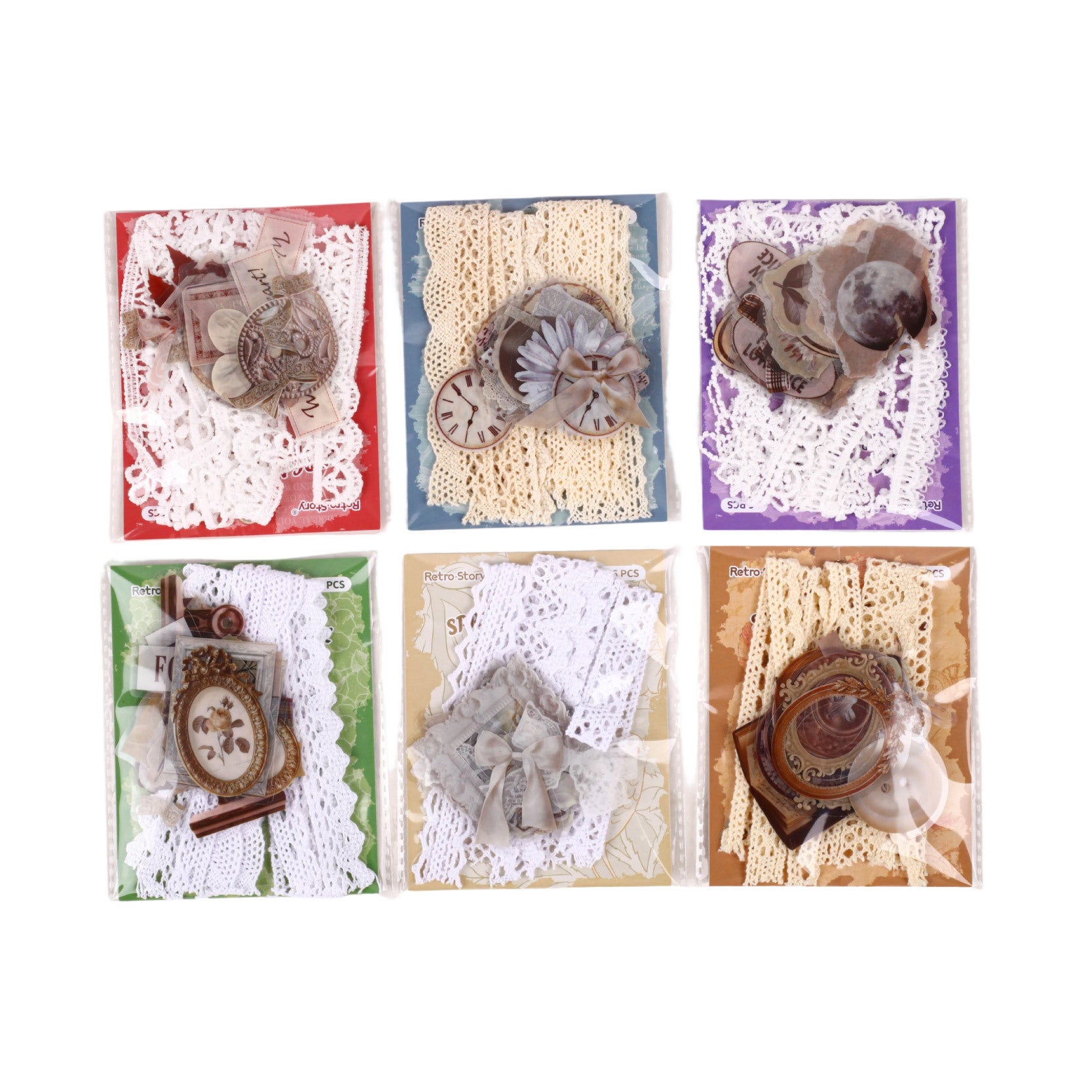 26 Pcs Fabric Lace and PET Stickers MJXL