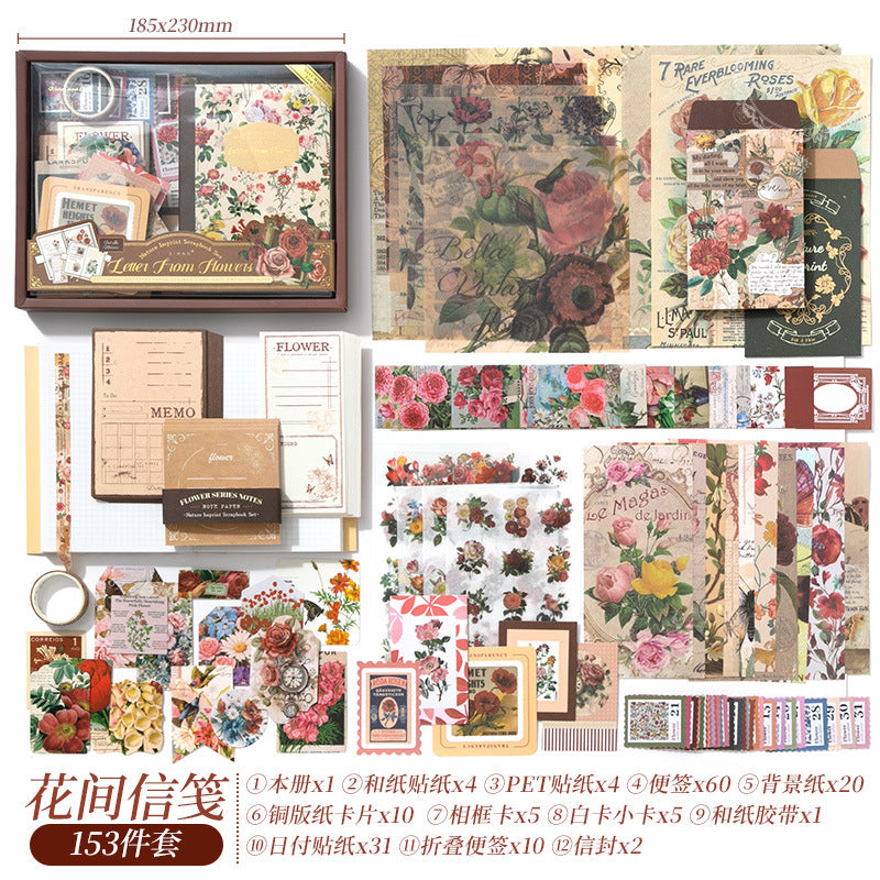 153 Pcs Botanical Junk Journal Supplies Gift Set ZRYJ