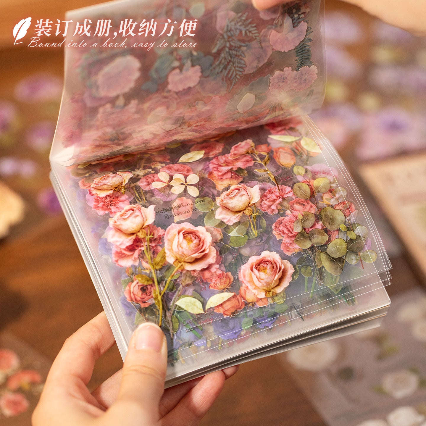 20 Sheets Flower Collection PET Stickers Book LMSCJ