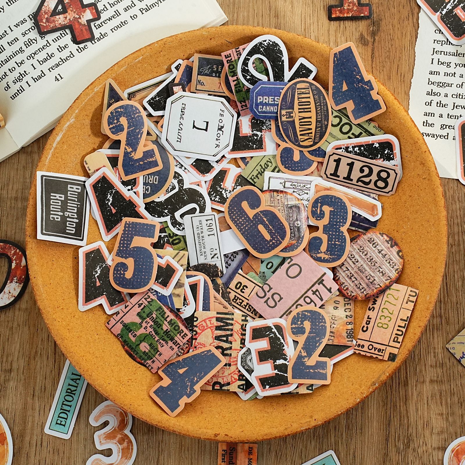 46 Pcs Vintage Number Label Stickers ZXSG