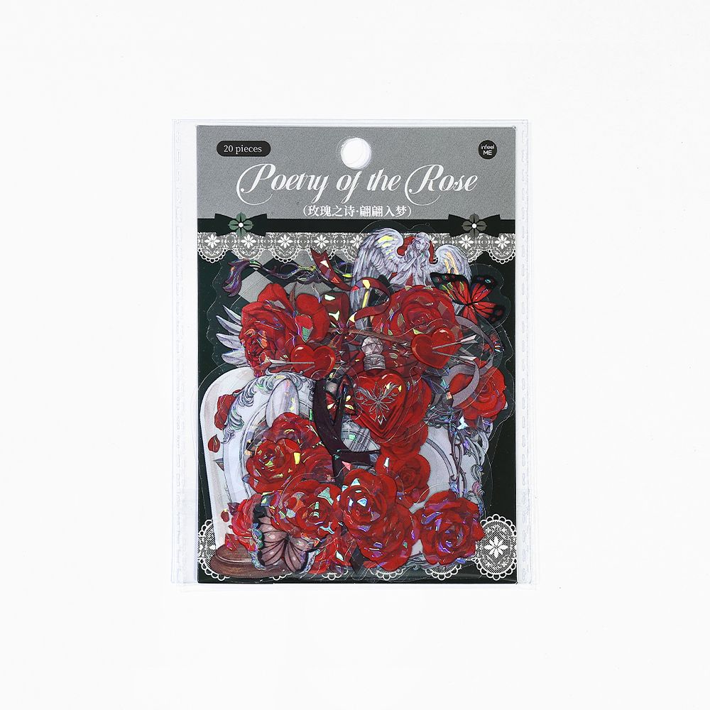 20 Pcs Rose Themed PET Stickers MGZS