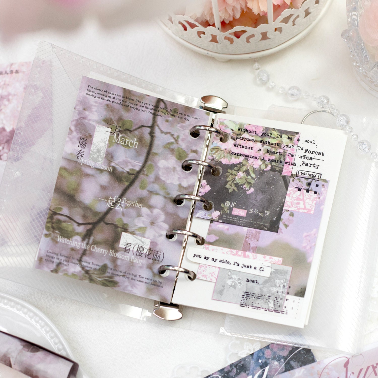 40 Pcs Sakura Theme Scrapbook Paper YHZY